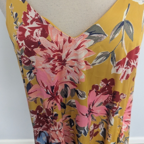 Women's Nicole Miller Mustard Maxi Floral Dress 6 - Picture 3 of 6